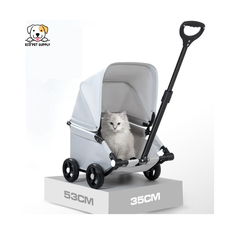 EcoPet Supplies Lightweight Foldable Double Pet Stroller – 2025 One-Hand Design