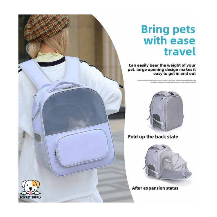 EcoPet Supplies 2025 Hot Products Large Opening Foldable Pet Travel Bag with Expandable Capacity and Breathable Design for Dogs and Cats