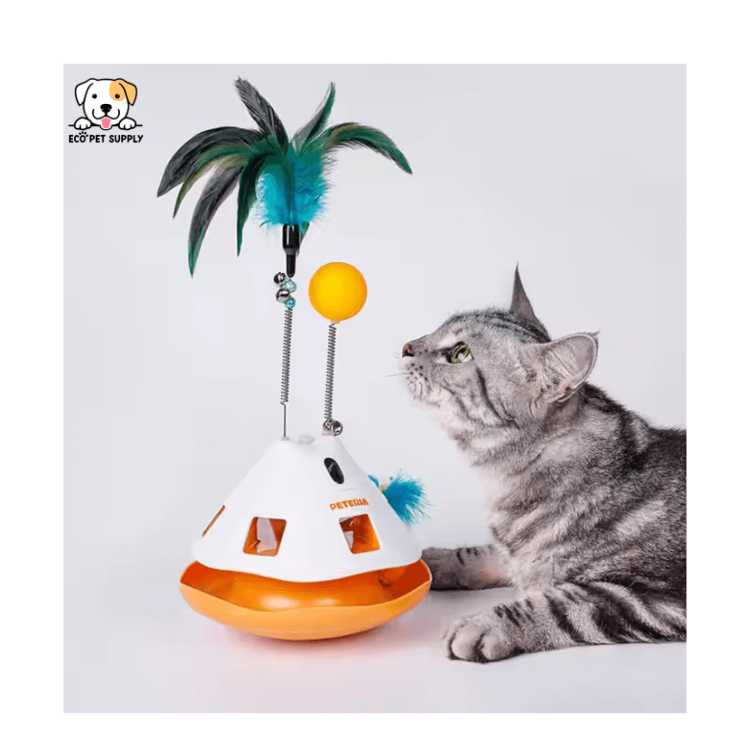 EcoPet Supplies 2025 Interactive Automatic Cat Toy with LED Lights, Rolling Ball and Rechargeable Motion Sensor Fun