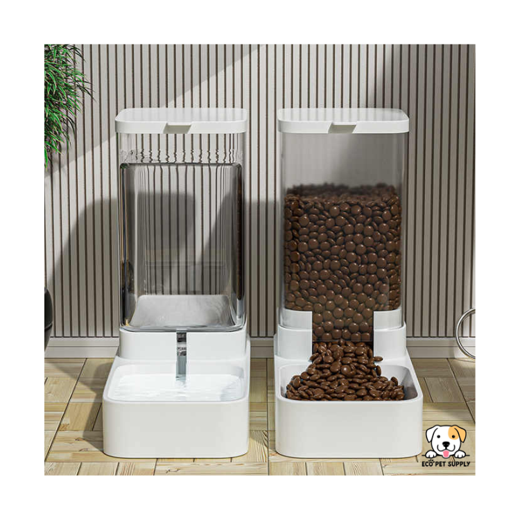 EcoPet Supplies 2025 2-in-1 Automatic Pet Feeder and Water Dispenser – Gravity-Fed, Spill-Free, BPA-Free, Easy to Clean & Perfect for Cats and Dogs of All Sizes