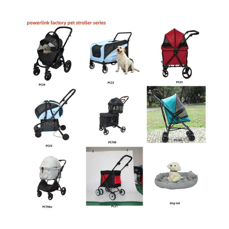 EcoPet Supplies 2025 Lightweight Double-Fold Pet Stroller with One-Hand Folding, 360° Wheels & Safety Harness for Small to Medium Pets