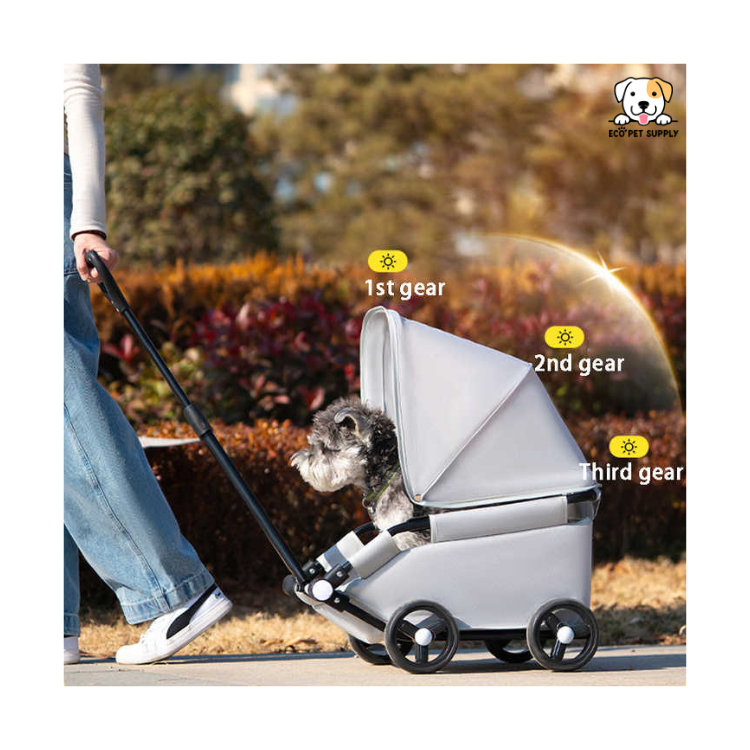 EcoPet Supplies Lightweight Foldable Double Pet Stroller – 2025 One-Hand Design