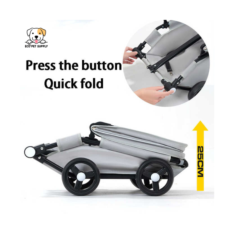 EcoPet Supplies Lightweight Foldable Double Pet Stroller – 2025 One-Hand Design