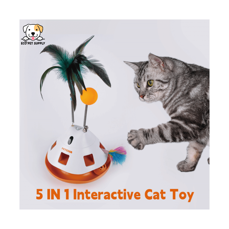 EcoPet Supplies 2025 Interactive Automatic Cat Toy with LED Lights, Rolling Ball and Rechargeable Motion Sensor Fun