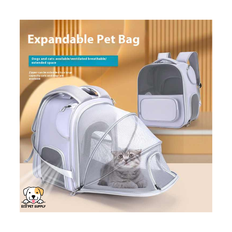 EcoPet Supplies 2025 Hot Products Large Opening Foldable Pet Travel Bag with Expandable Capacity and Breathable Design for Dogs and Cats