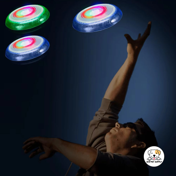 Eco Pet Supply Unisex Rechargeable LED Flying Disc – 36 RGB LEDs, Motion Sensor, USB-C Charging, Waterproof, 175g Ultimate Frisbee for Outdoor Night Play