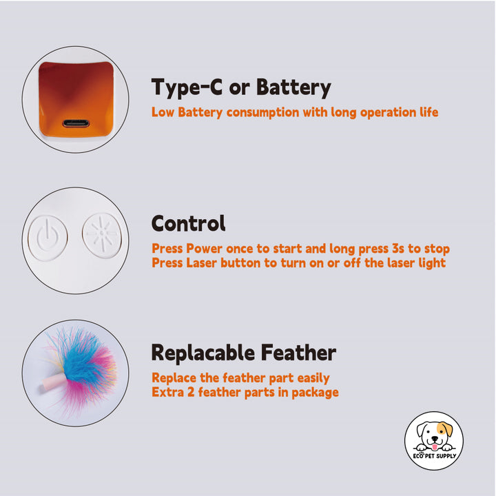 Eco Pet Supply Interactive Automatic Cat Toy with LED Lights, Rolling Ball and Rechargeable Motion Sensor Fun