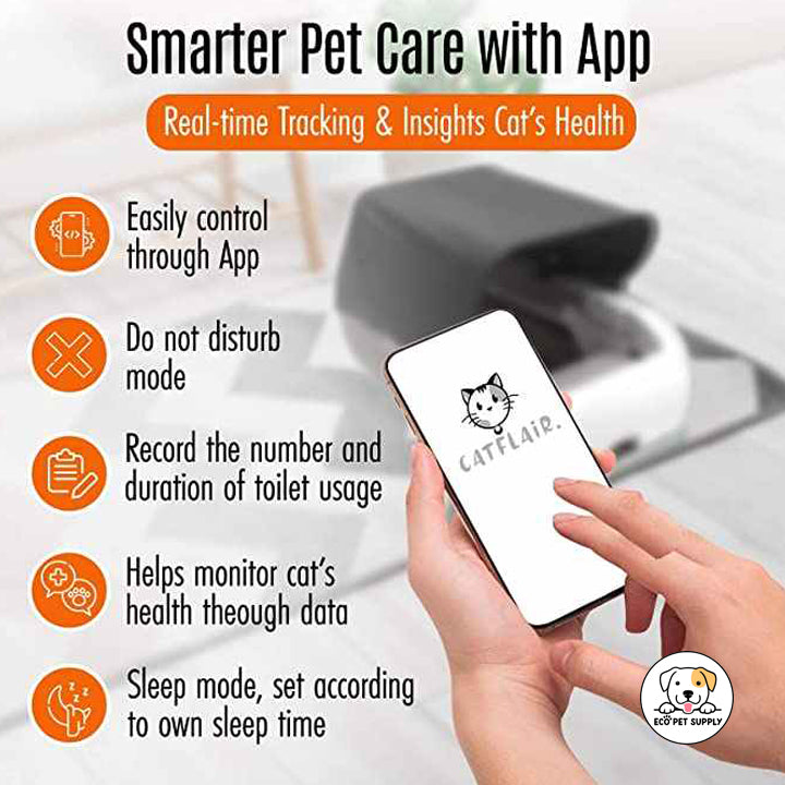 Eco Pet Supply Smart Self-Cleaning Pet Litter Box Gray