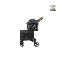 EcoPet Supplies 2025 Lightweight Double-Fold Pet Stroller with One-Hand Folding, 360° Wheels & Safety Harness for Small to Medium Pets