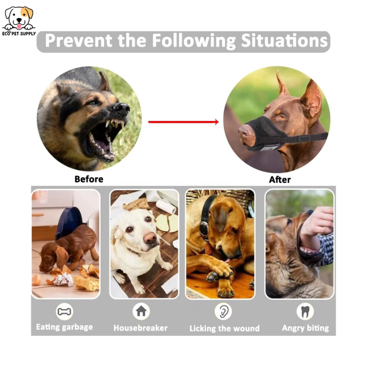EcoPet Supplies 2025 New Soft Nylon Muzzles Anti-Bite Dog Muzzle
