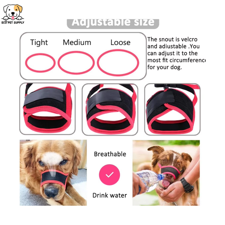 EcoPet Supplies 2025 New Soft Nylon Muzzles Anti-Bite Dog Muzzle
