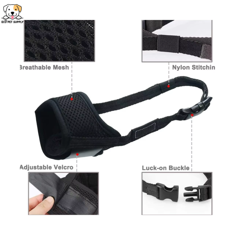 EcoPet Supplies 2025 New Soft Nylon Muzzles Anti-Bite Dog Muzzle