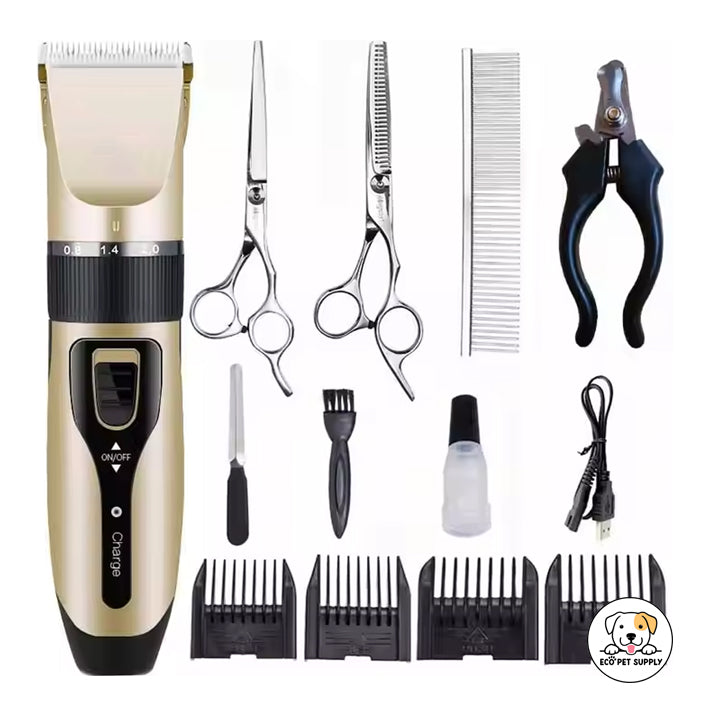 Eco Pet Supply Professional Pet Grooming Set with Electric Clipper, Nail Grinder, and Trimming Accessories for Dogs and Cats