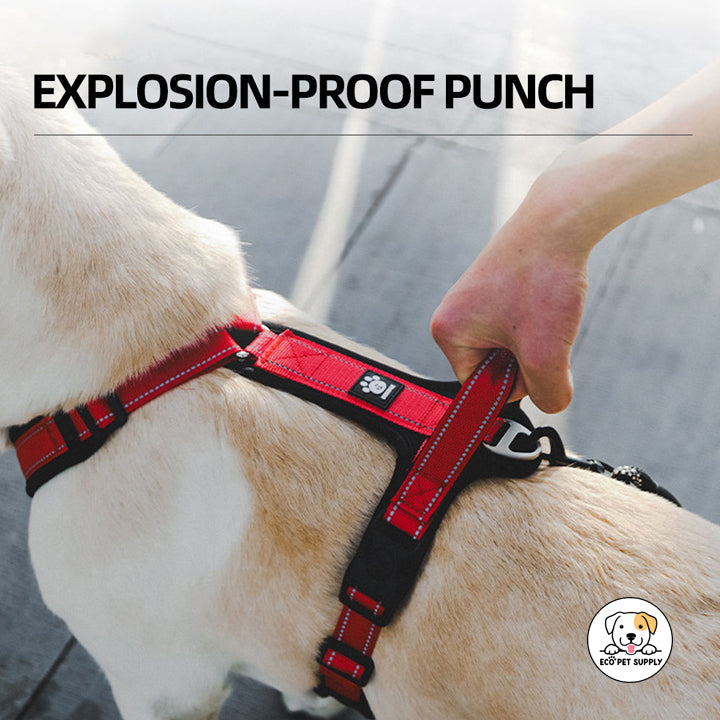 Eco Pet Supply Pet Open Knot and No Pull Dog Harness – Adjustable Chest Strap with Reflective Strips