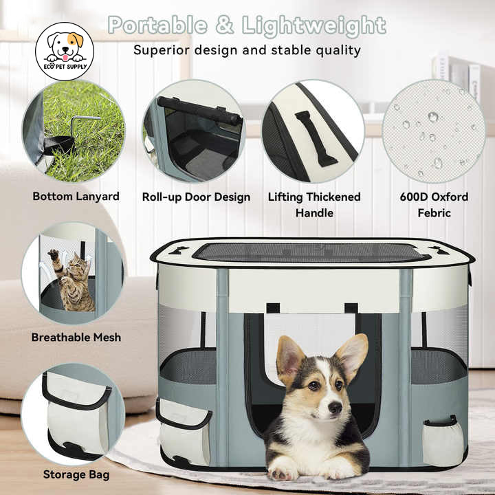 Eco Pet Supply Portable Foldable Pet Tent for Outdoor – Lightweight and Waterproof Pet Shelter for Travel and Camping