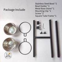 Eco Pet Supply 360° Rotating Height Adjustable Pet Feeding Station Two steel Bowls