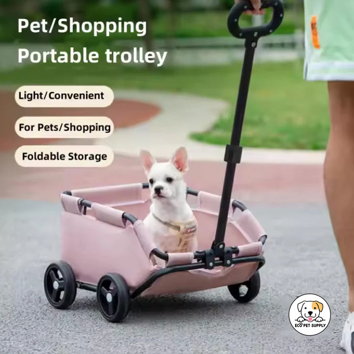 Eco Pet Supply Lightweight Foldable 4-Wheel Pet Stroller