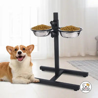 Eco Pet Supply 360° Rotating Height Adjustable Pet Feeding Station Two steel Bowls