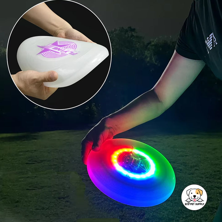 Eco Pet Supply Unisex Rechargeable LED Flying Disc – 36 RGB LEDs, Motion Sensor, USB-C Charging, Waterproof, 175g Ultimate Frisbee for Outdoor Night Play