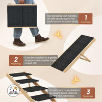 Eco Pet Supply Modern Classic Four-Section Folding Pet Ramp – Portable Dog Staircase for Home and Travel