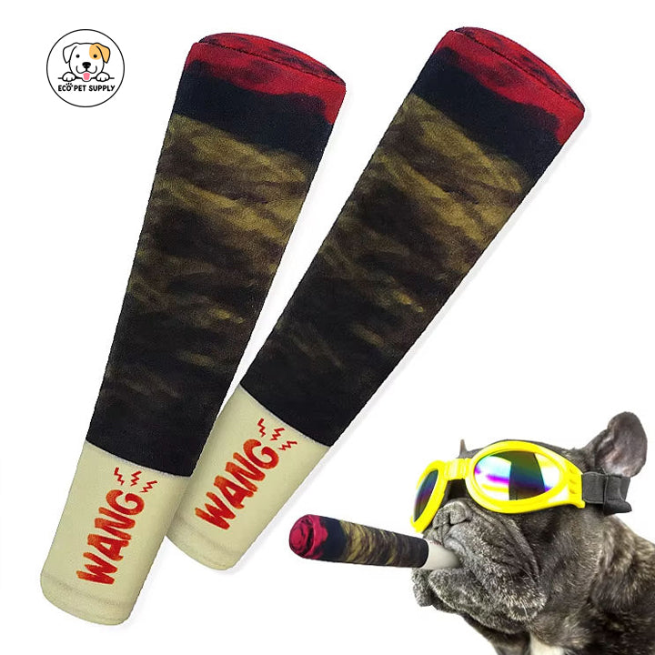 Eco Pet Supply Plush Pet Chew Toy – Durable, Squeaky, and Interactive Dog Toy for Aggressive Chewers with Novelty Cigar Design