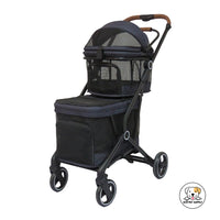 Eco Pet Supply Lightweight Double-Fold Pet Stroller with One-Hand Folding, 360° Wheels & Safety Harness for Small to Medium Pets