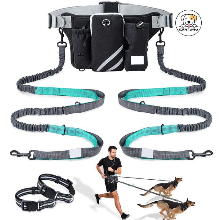 Eco Pet Supply Latest Hands-Free Dual Padded Handles Dog Leash – Adjustable Reflective Leash for Comfortable Walking and Running
