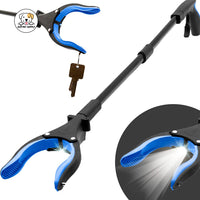 Eco Pet Supply LED Light Foldable Grabber Reacher Tool - 32” Extra Long Foldable Gripper and Reaching Tool - Heavy Duty Pick Up Stick Grabbers for Pet, Trash,