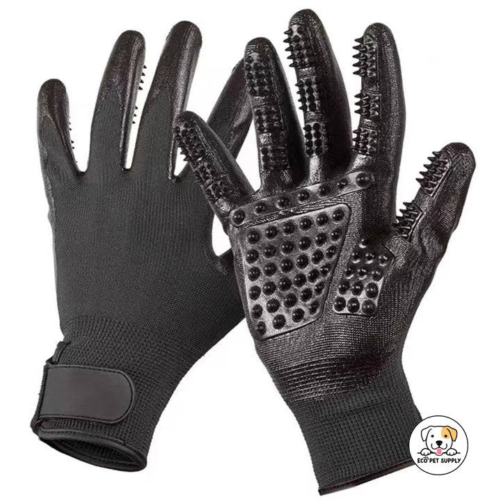 Eco Pet Supply Pet Grooming Glove – Gentle Deshedding Brush Mitt for Cats and Dogs, Enhanced Five-Finger Design with 255 Silicone Tips for Effective Hair Removal and Massage