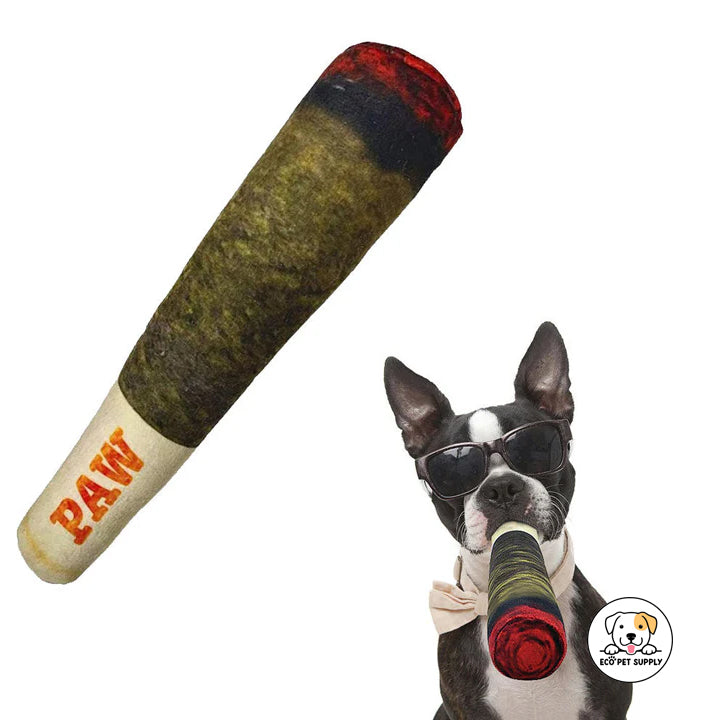 Eco Pet Supply Plush Pet Chew Toy – Durable, Squeaky, and Interactive Dog Toy for Aggressive Chewers with Novelty Cigar Design