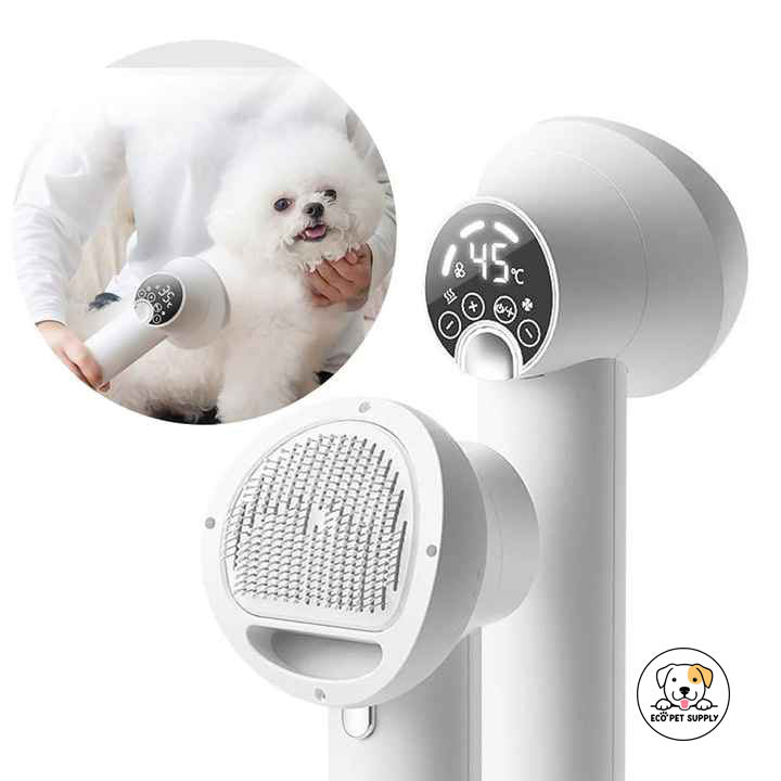 Eco Pet Supply Design Lightweight Portable LED Smart Quiet Pet Comb Handheld Blow Comb Pet Comb Cat Dog Two-in-one Grooming Supplies