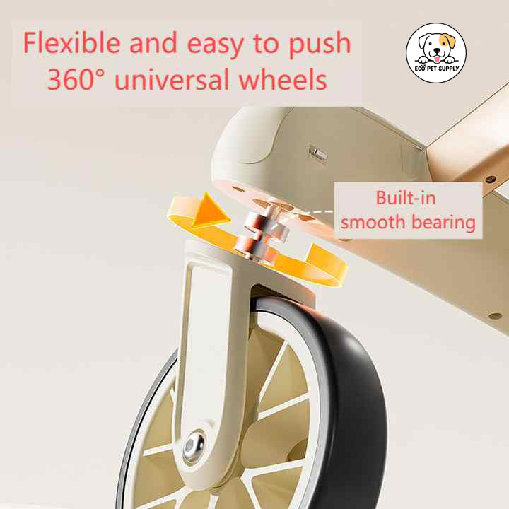 Eco Pet Supply Foldable Pet Travel Stroller – Lightweight and Compact Carrier for Small Dogs and Cats – Easy Maneuverability and Convenient Storage