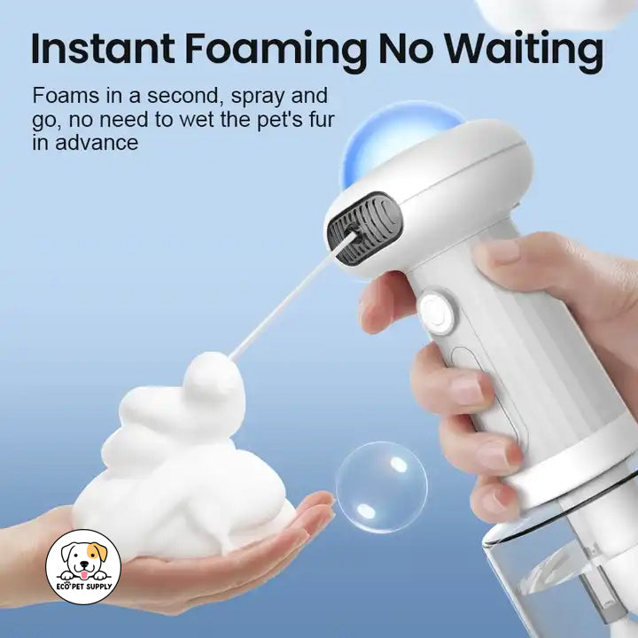 Eco Pet Supply Automatic Pet Foam Machine – Rechargeable Dog Bath Dispenser with IPX7 Waterproof Design, 1200mAh Battery, and Efficient Shampoo Mixing for Cats and Dogs