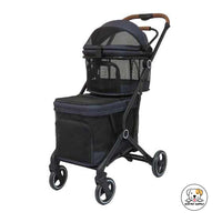 Eco Pet Supply Lightweight Double-Fold Pet Stroller with One-Hand Folding, 360° Wheels & Safety Harness for Small to Medium Pets