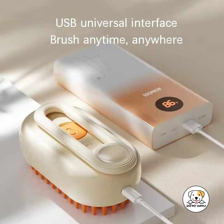 Eco Pet Supply 3-in-1 Electric Steam Pet Grooming Brush – Self-Cleaning, Massage, and Hair Removal Comb for Cats & Dogs – USB Rechargeable, Ergonomic Design