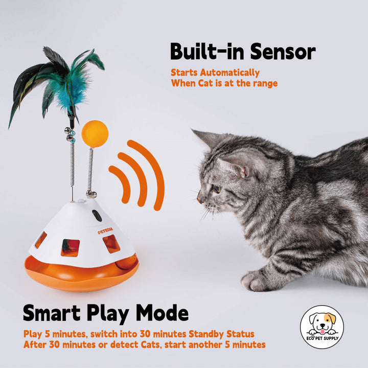 Eco Pet Supply Interactive Automatic Cat Toy with LED Lights, Rolling Ball and Rechargeable Motion Sensor Fun