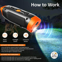 Eco Pet Supply DR01 Portable Ultrasonic Anti-Barking Device – Rechargeable, Handheld Dog Training Tool with LED Flashlight for Indoor & Outdoor Use