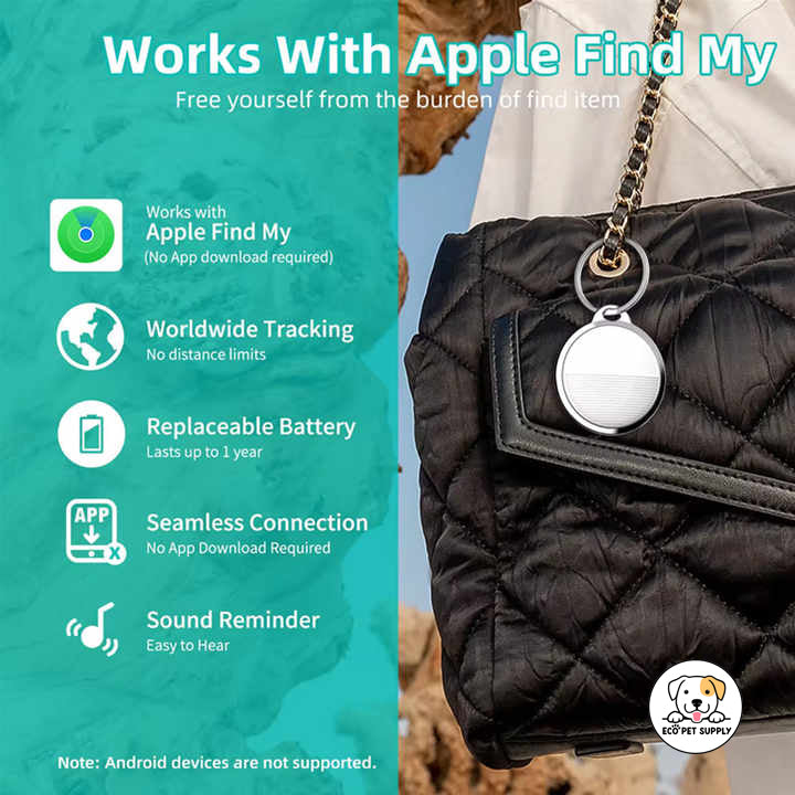 Eco Pet Supply Find My Smart Air Tag – Mini GPS Tracker for Keys, Wallets, Luggage & Pets – Compatible with iOS Find My Network