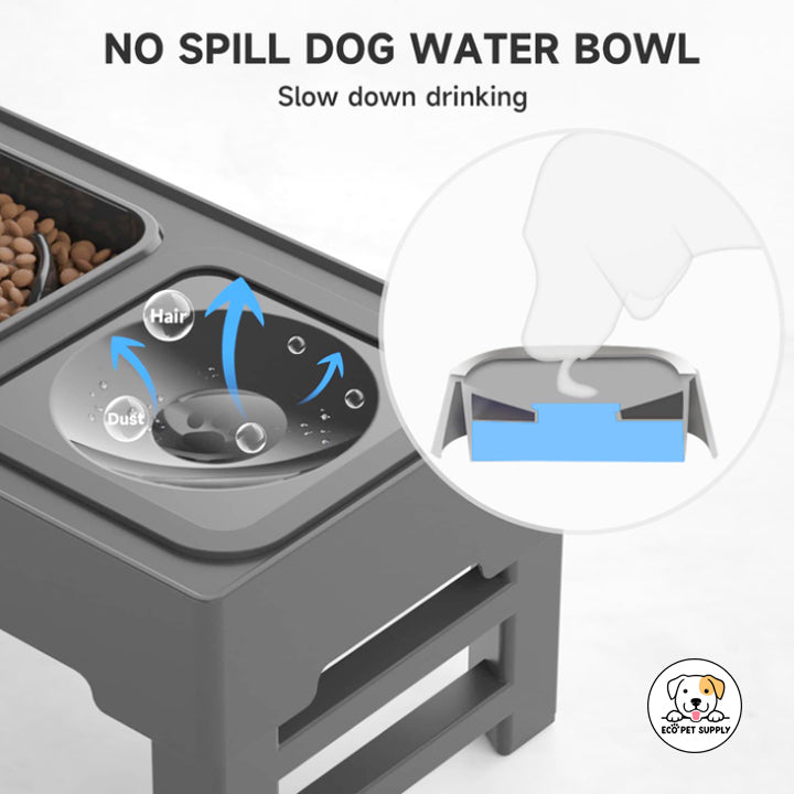 Eco Pet Supply Stainless Steel Portable Raised Pet Bowl