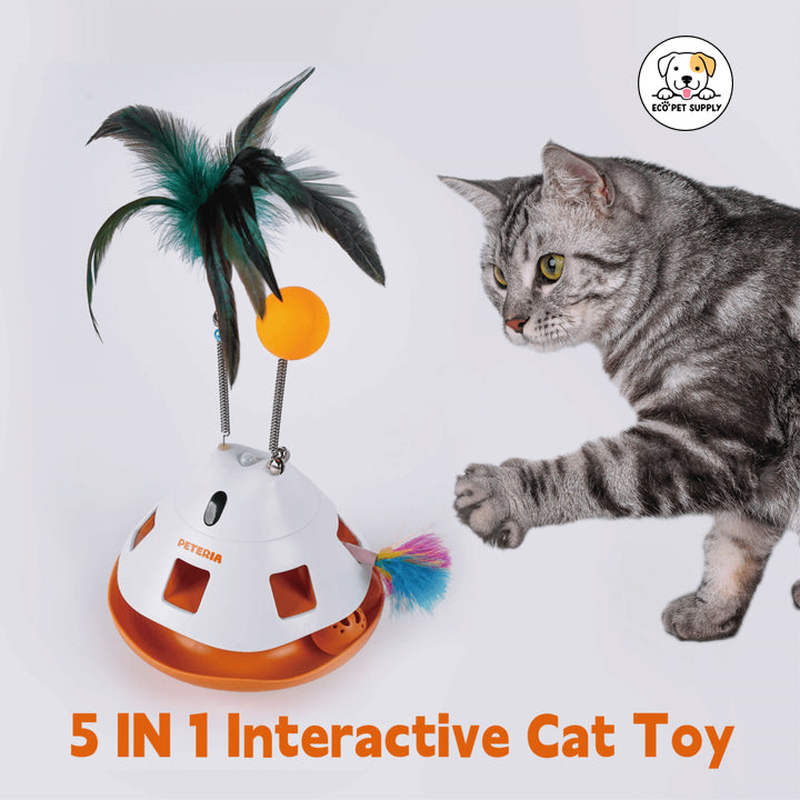 Eco Pet Supply Interactive Automatic Cat Toy with LED Lights, Rolling Ball and Rechargeable Motion Sensor Fun