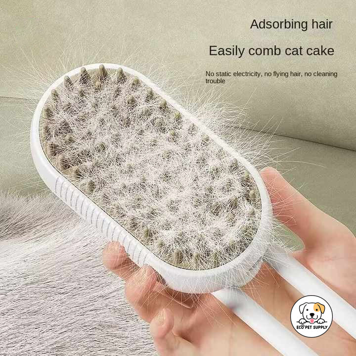 Eco Pet Supply 3-in-1 Electric Steam Pet Grooming Brush – Self-Cleaning, Massage, and Hair Removal Comb for Cats & Dogs – USB Rechargeable, Ergonomic Design