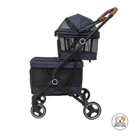 Eco Pet Supply Lightweight Double-Fold Pet Stroller with One-Hand Folding, 360° Wheels & Safety Harness for Small to Medium Pets