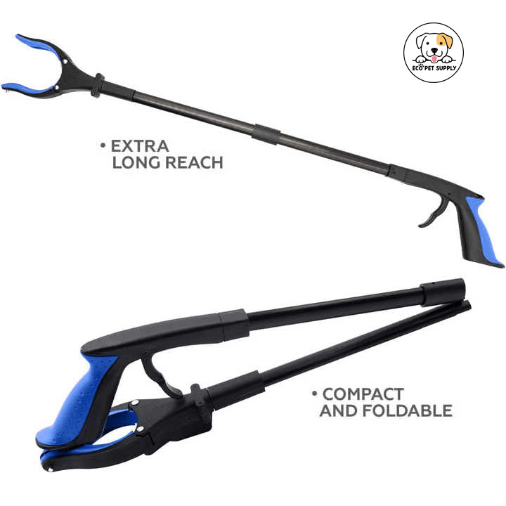 Eco Pet Supply LED Light Foldable Grabber Reacher Tool - 32” Extra Long Foldable Gripper and Reaching Tool - Heavy Duty Pick Up Stick Grabbers for Pet, Trash,