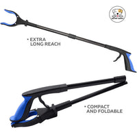 Eco Pet Supply LED Light Foldable Grabber Reacher Tool - 32” Extra Long Foldable Gripper and Reaching Tool - Heavy Duty Pick Up Stick Grabbers for Pet, Trash,