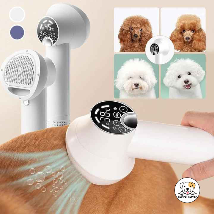 Eco Pet Supply Design Lightweight Portable LED Smart Quiet Pet Comb Handheld Blow Comb Pet Comb Cat Dog Two-in-one Grooming Supplies