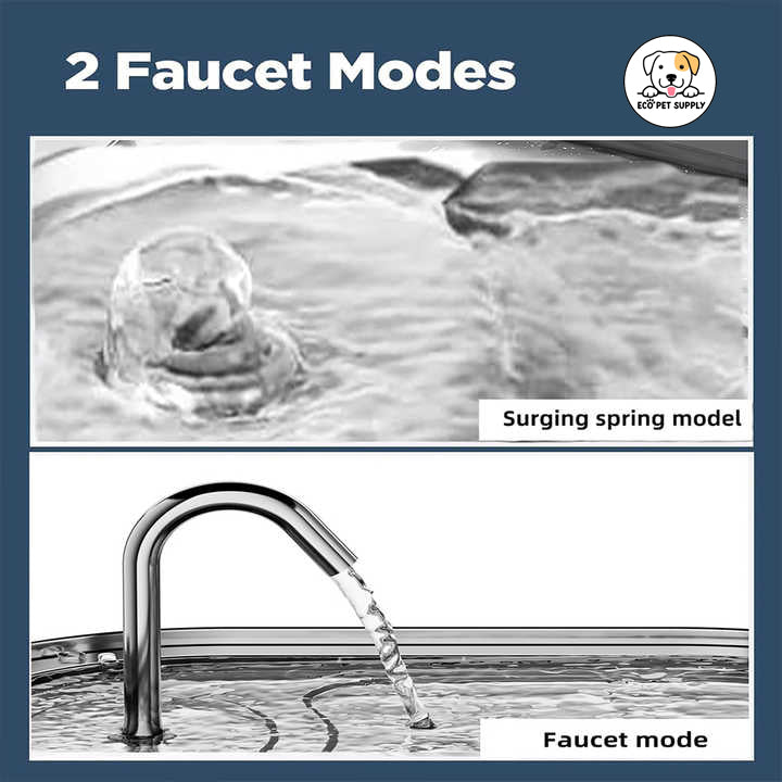 Eco Pet Supply Stainless Steel Pet Water Feeder – Automatic Gravity-Fed Water Dispenser with Silent Pump – BPA-Free Plastic Base – Ideal for Cats & Small Dogs