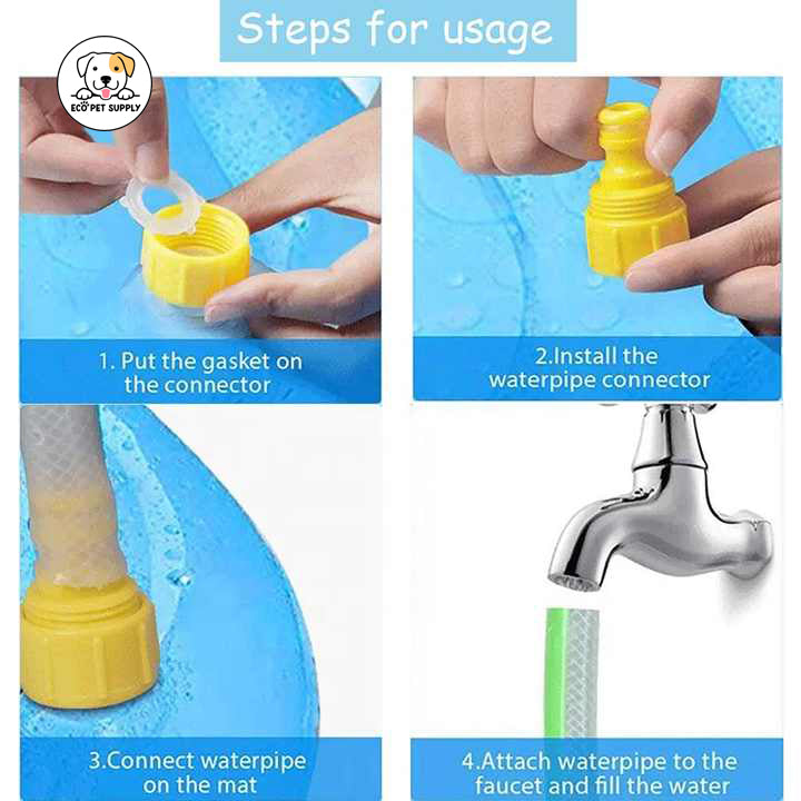 Eco Pet Supply Dog Sprinkler Splash Pad – Durable PVC Outdoor Water Play Mat for Pets with Anti-Slip Design, 170cm Diameter, Easy Setup for Summer Fun