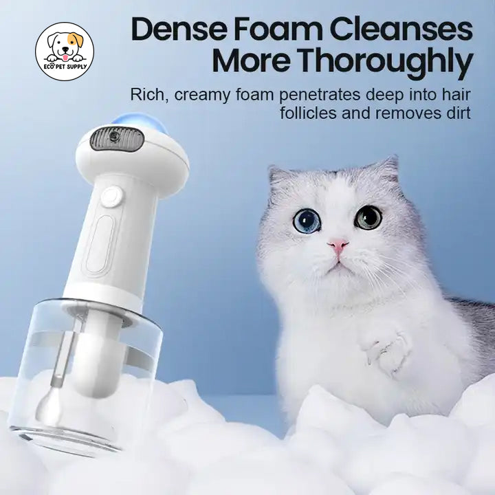 Eco Pet Supply Automatic Pet Foam Machine – Rechargeable Dog Bath Dispenser with IPX7 Waterproof Design, 1200mAh Battery, and Efficient Shampoo Mixing for Cats and Dogs