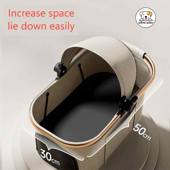 Eco Pet Supply Foldable Pet Travel Stroller – Lightweight and Compact Carrier for Small Dogs and Cats – Easy Maneuverability and Convenient Storage