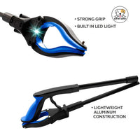 Eco Pet Supply LED Light Foldable Grabber Reacher Tool - 32” Extra Long Foldable Gripper and Reaching Tool - Heavy Duty Pick Up Stick Grabbers for Pet, Trash,